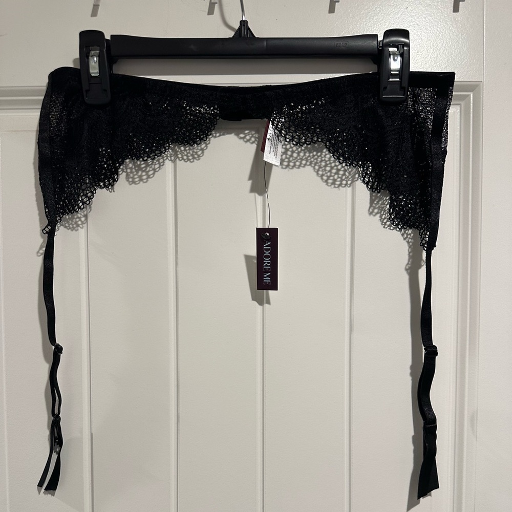 Adore Me Black Lace Garter Belt